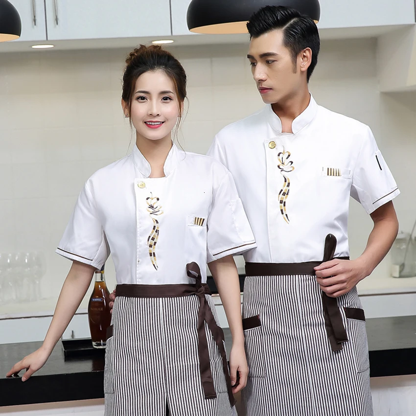 Женская блузка с коротким рукавом униформа шеф повара одежда для ресторана кухни