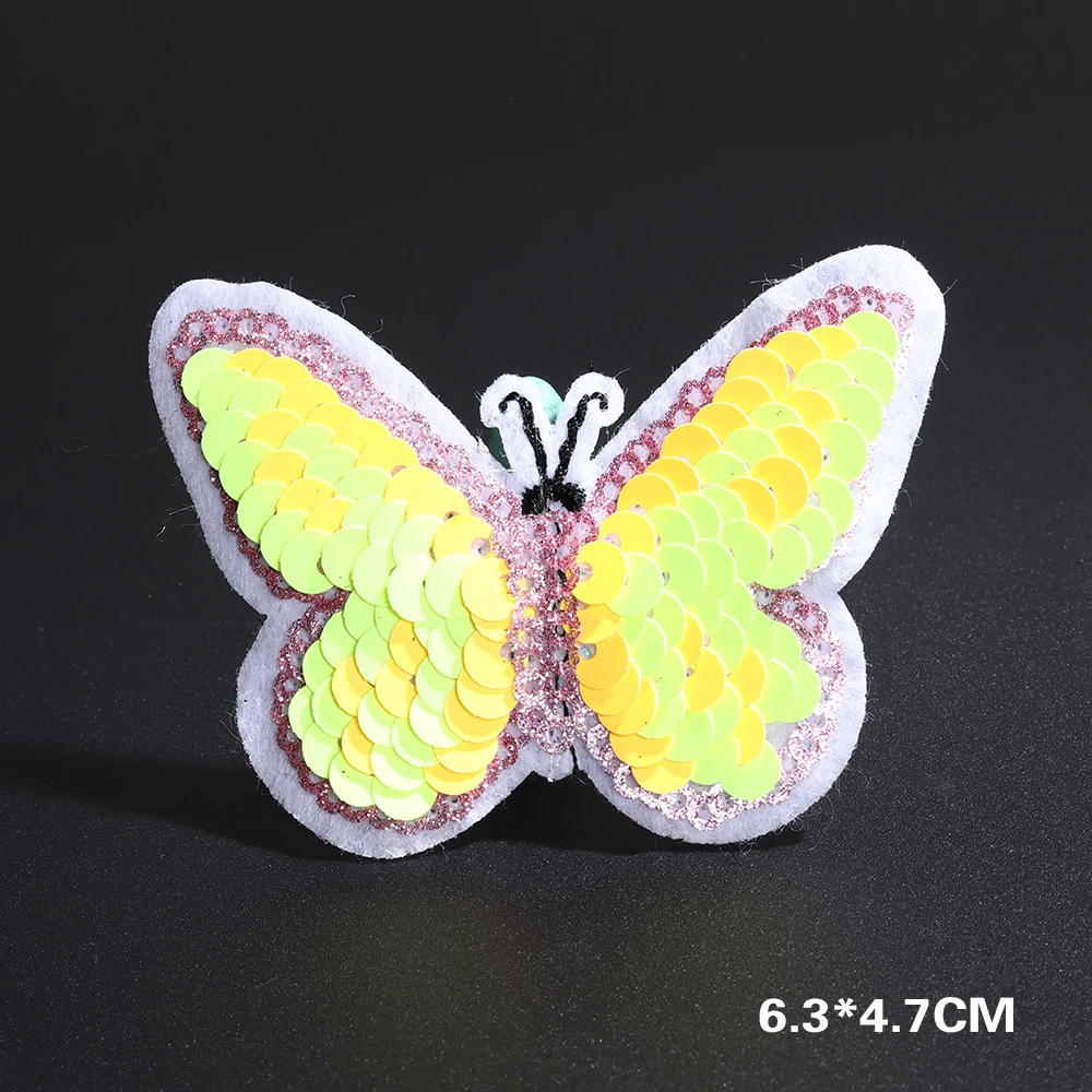 Блёстки из восьми цветов нашивки бабочки с джинсовой курткой и джинсами для