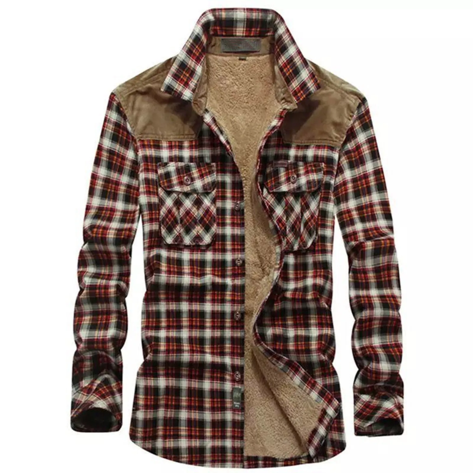 

Men's Autumn And Winter Plaid Lapel Pocket Cotton Padded Loose Coat Jacket Shirt jaqueta masculina casaco chaquetas jacket
