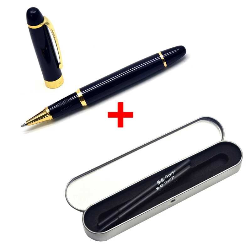 Black gift-black ink Guoyi A203 креативная металлическая гелевая ручка для обучения в офисе для школы, канцелярские принадлежности, подарки, роскошная ручка для отеля, шариковая ручка для делового письма - Цвет: Black gift-black ink