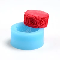 diy craft soap mold round with rose relief pattern silicone mould