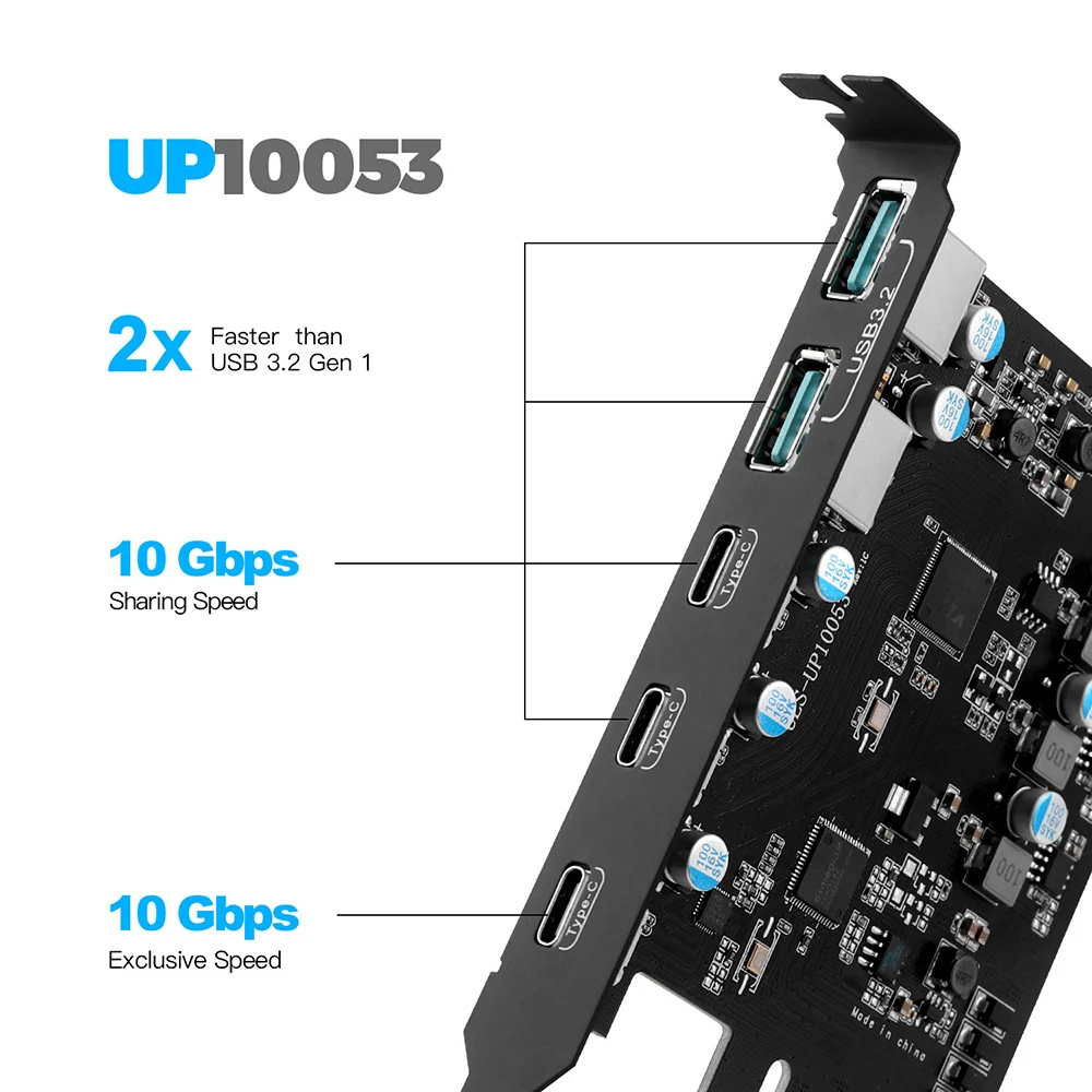 Плата расширения PCIE X4 на USB 3 2 Gen2 с портами типа C 10 Гбит/с адаптер двойным A + чип