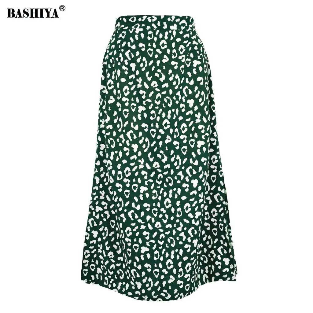 

Woman Skirts Harajuku Spring Summer 2021 Ladies Leopard Print Chiffon Printing Split Side Slip Slim High Waist Skirts For Girl