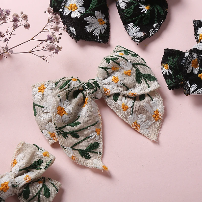 2 шт. детские заколки для волос из хлопка и льна | Мать ребенок