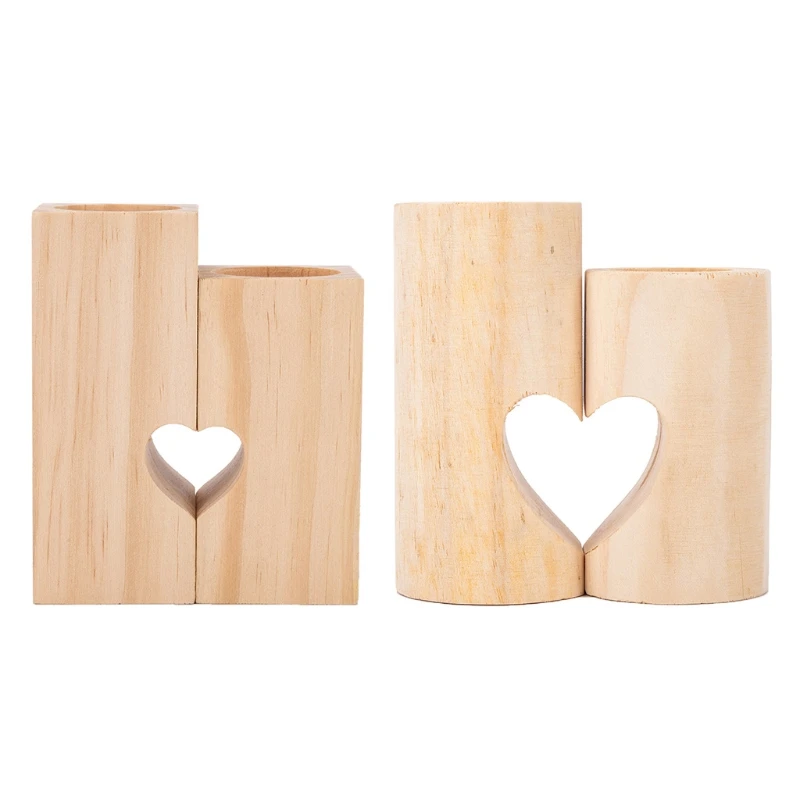Деревенский в форме сердца деревянный подсвечник полка День Святого Валентина