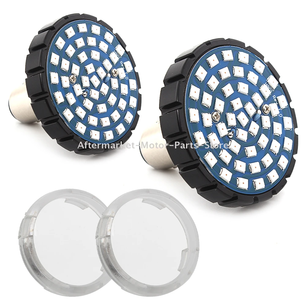 Motorcycle 2" Switchback 1157 LED Red Brake Taillight Running Light DRL Bulb For Harley Touring Softail Dyna XL Model Clear Lens |