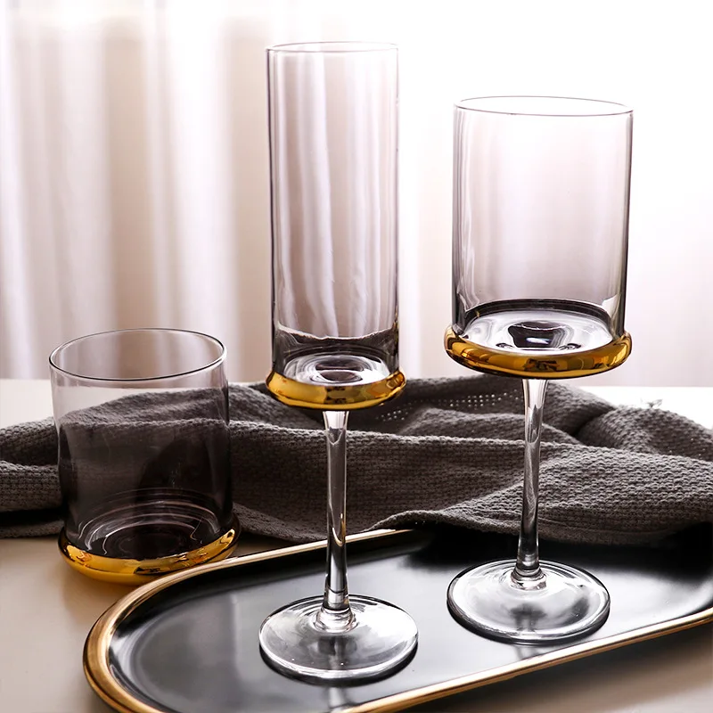 Позолоченные бокалы для красного вина шампанского домашнего сока стоячая