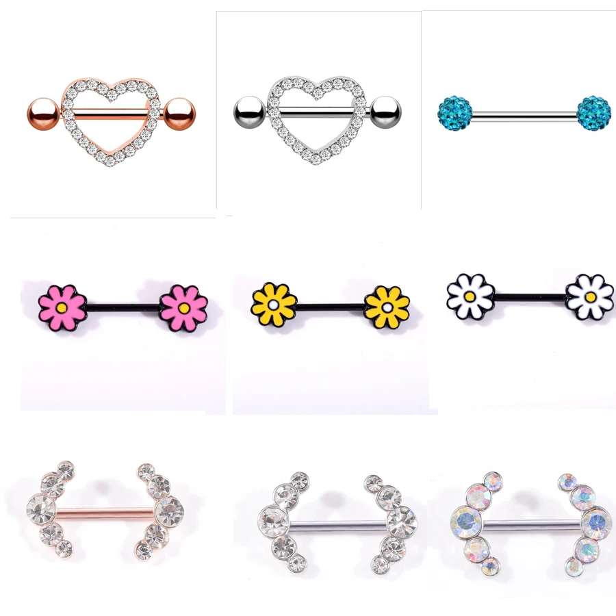 Серьга штанга из титана для пирсинга сосков ювелирное изделие прокола с опалом 14