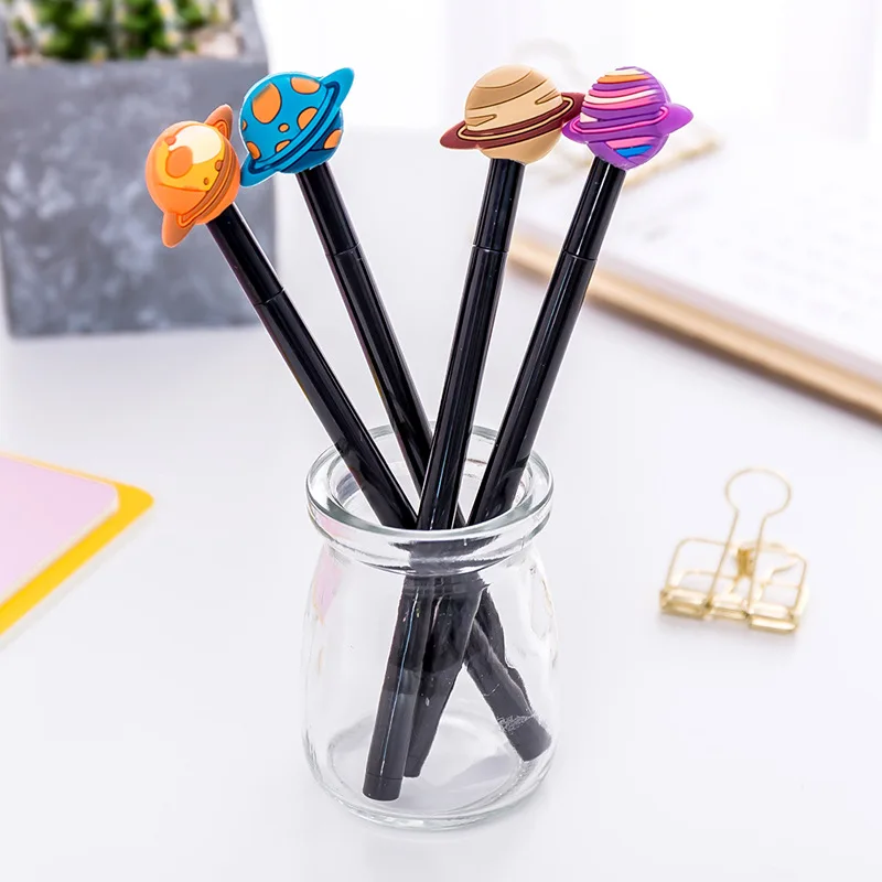 

20 Pcs Planet Pen Stationery Cute Creative Colorful Planet Gel Pens Learning Office 0.5mm Black Signature Pen Kawaii Stationary