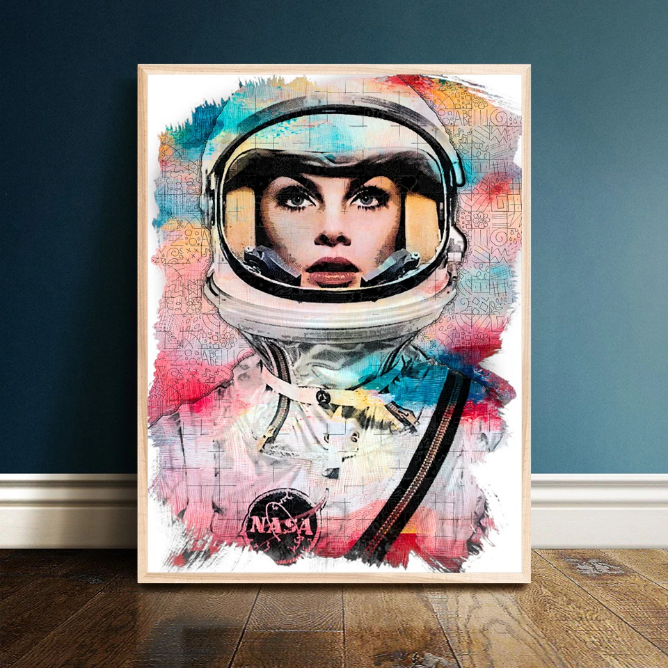 

Nordic Style Canvas Art Print Watercolor Woman Painting Posters and Prints Astronaut Wall Picture for Home Decoration Wall Decor