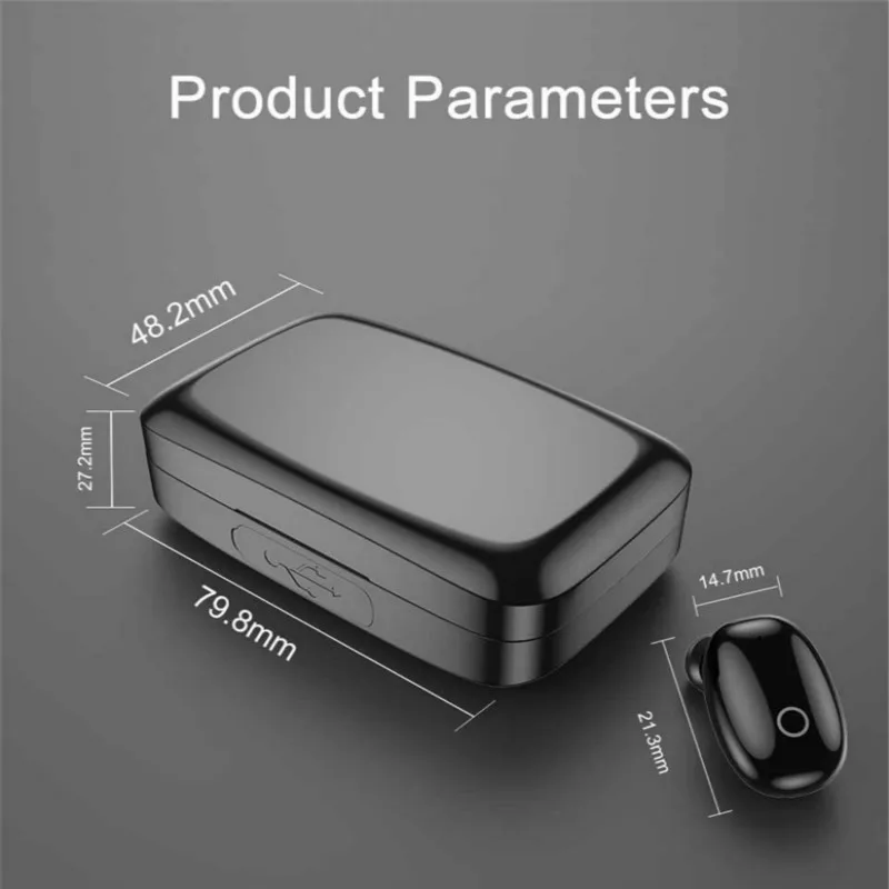 

New TWS Bluetooth 5.0 Wireless Earphone Bass Stereo LED Digital Display Game Automatic Pairing In-Ear Headset with Charge Case