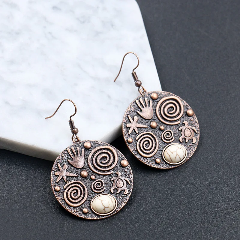 Массивные серьги для женщин круглые Висячие этнические кольца в виде ладоней