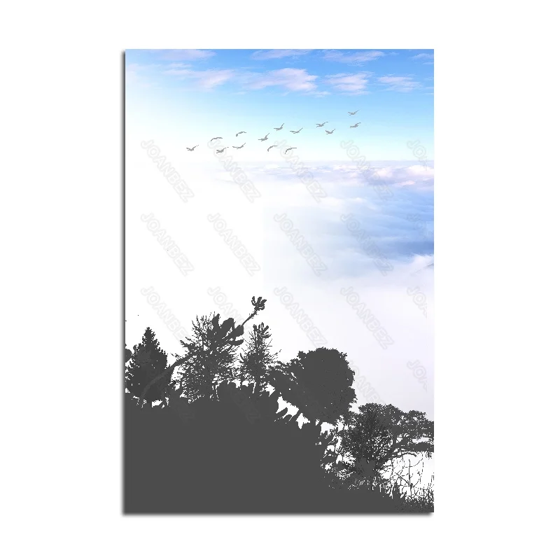 

Modern Real Mountain In The Foggy Elk Pattern Canvas Material Simple Background Living Room Decoration Wall Furniture Art Style