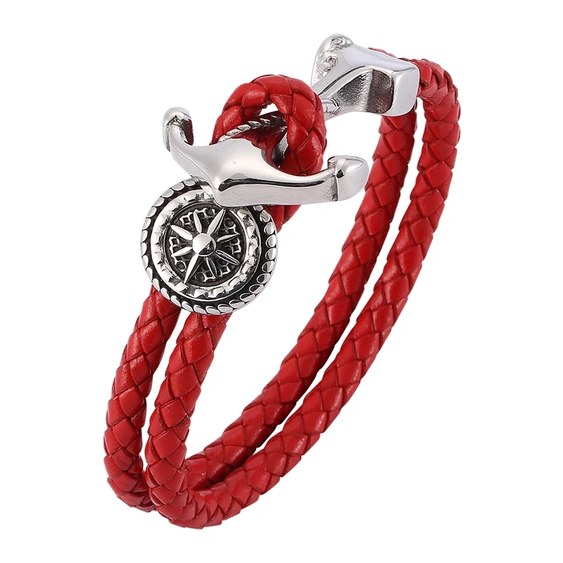 Мужские и женские Украшения двухслойные браслеты из нержавеющей стали с Якорной