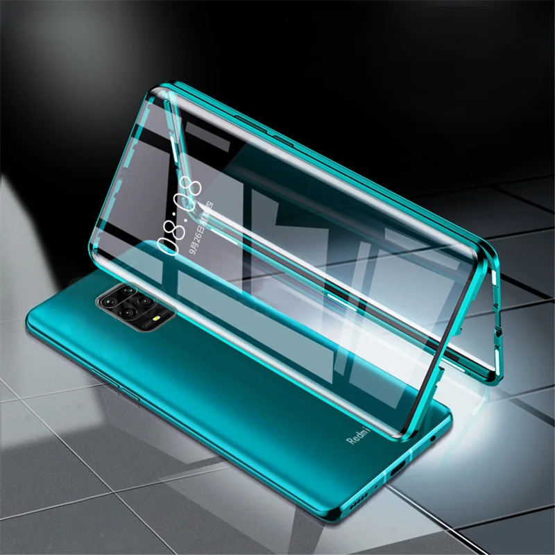 

Magnet Metal Case For Xiaomi Redmi 9C NFC Cases Poco X3 F2 Pro Double Glass Protective Bumper Redmi Note 9S 9 Pro 9A Prime Funda