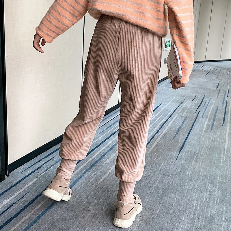 Штаны для девочек зимние плотные флисовые теплые полосатые повседневные