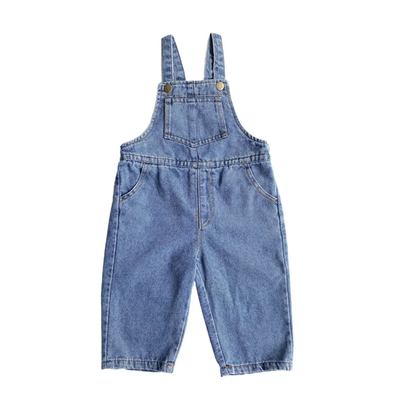 

2021 Spring New Baby Boys Girls Loose Casual Denim Overalls Children Girls All-match Casual Suspender Trousers Boys Jeans