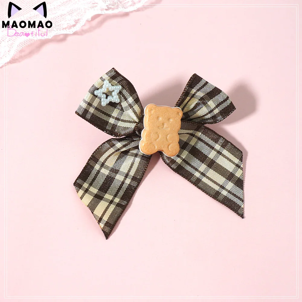 Японский стиль конфеты игрушка шоколад печенье медведь звезда в клетку Бант