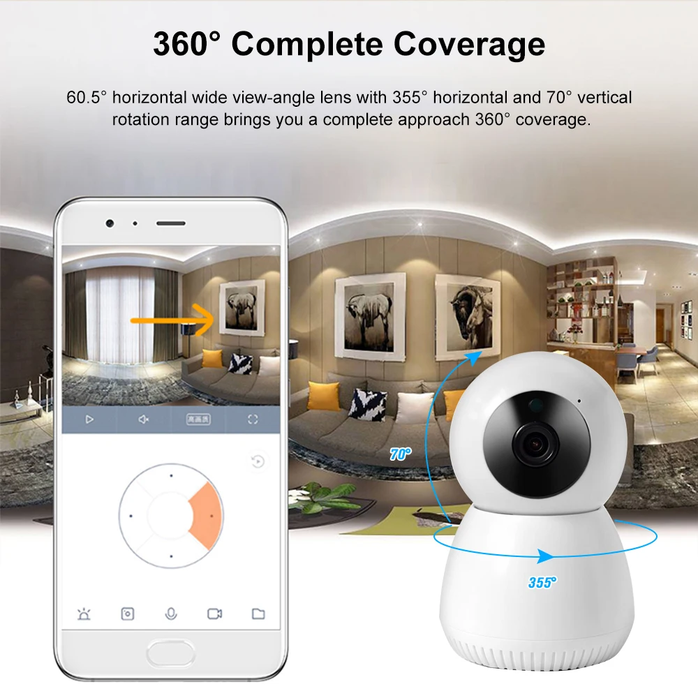 IP-камера для умного дома с Wi-Fi 360 P ночное видение обман датчик движения