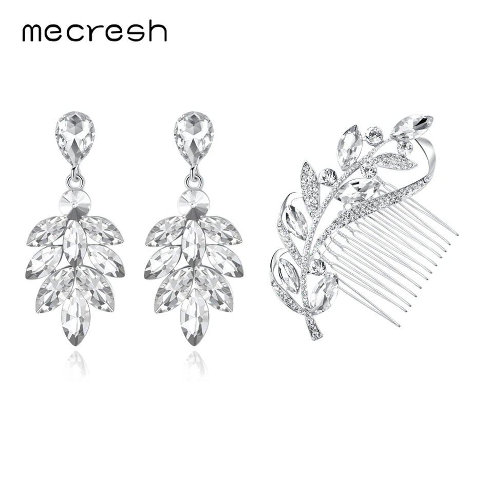 Mecresh серьги подвески с цветными листьями гребень для волос наборы женщин милый