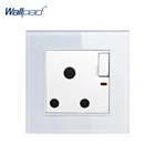 16A 15A Switched розетка Wallpad роскошная хрустальная стеклянная панель 110в-250в 3 круглых штыря Южная Африка 15а Коммутируемая розетка с светодиодный