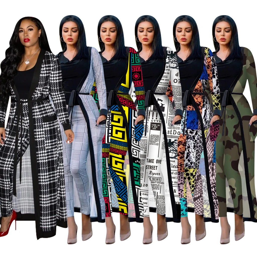 

Топ и брюки с принтом, модный спортивный костюм, женский комплект из двух предметов