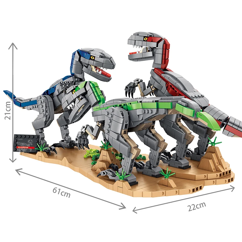 

MOC 1780PCS Jurassic Dino World Velociraptor Model Building Kits Bolcks Bricks Dinosaurs Animal Park figures Raptor Toys gifts