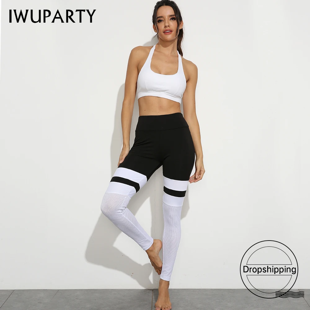 Спортивные Леггинсы IWUPARTY с завышенной талией для йоги белые черные женские брюки