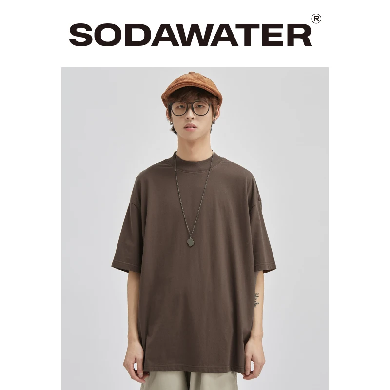 SODAWATER Summer Solid Men Casual T-shirt 100% Cotton O-Neck Short Sleeve T shirt Harajuku T-shirts White Tshirt 1188S20 | Мужская
