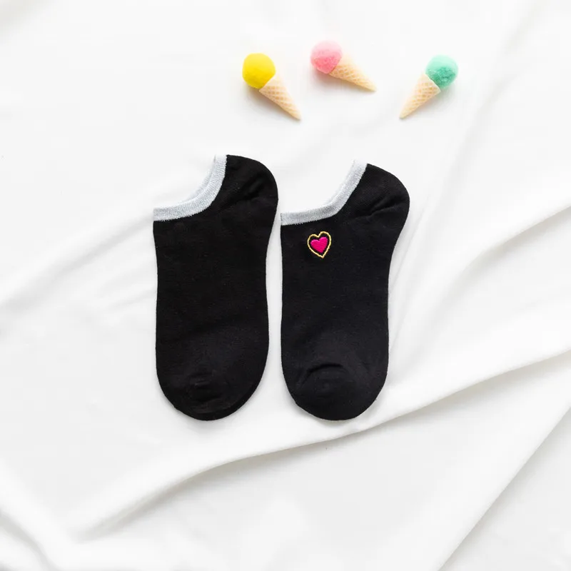 Pattern03 Black Летние хлопковые женские носки с героями мультфильмов креативные забавные блестящие носки с принтом в форме сердца для женщин милые Kawayi девушки Прямая поставка - Цвет: Pattern03 Black