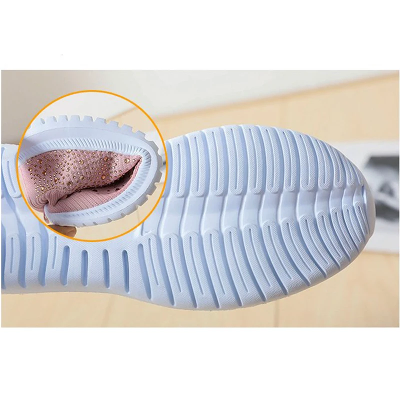 

Summer Women Shoes Ladies Fashion Casual Breathable Shoes Rhinestones Flying Woven Mesh One Pedal Single Shoes Plus Size