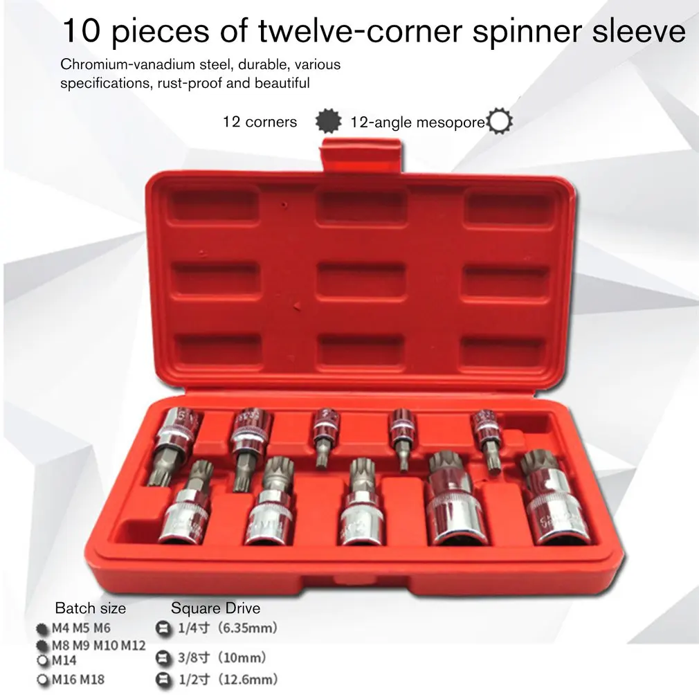 

10PCS Screwdriver Allen Head Sleeve Wrench 12 Point MM Triple Square Spline Bit Socket Tamper-Proof Lug Nuts