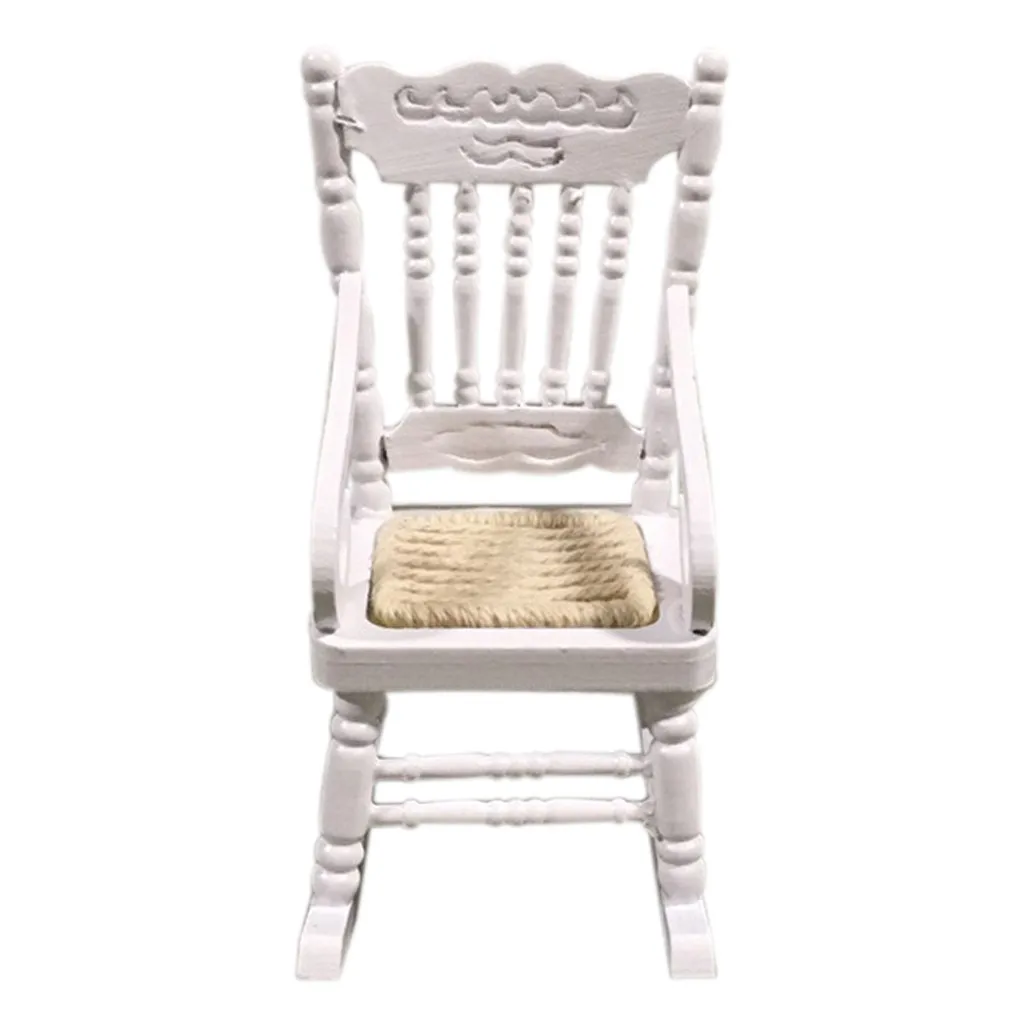 Toys For Children 1:12 Dollhouse Miniature Furniture Wooden White Dining Table Chair Model Set Kids Baby Juguetes |