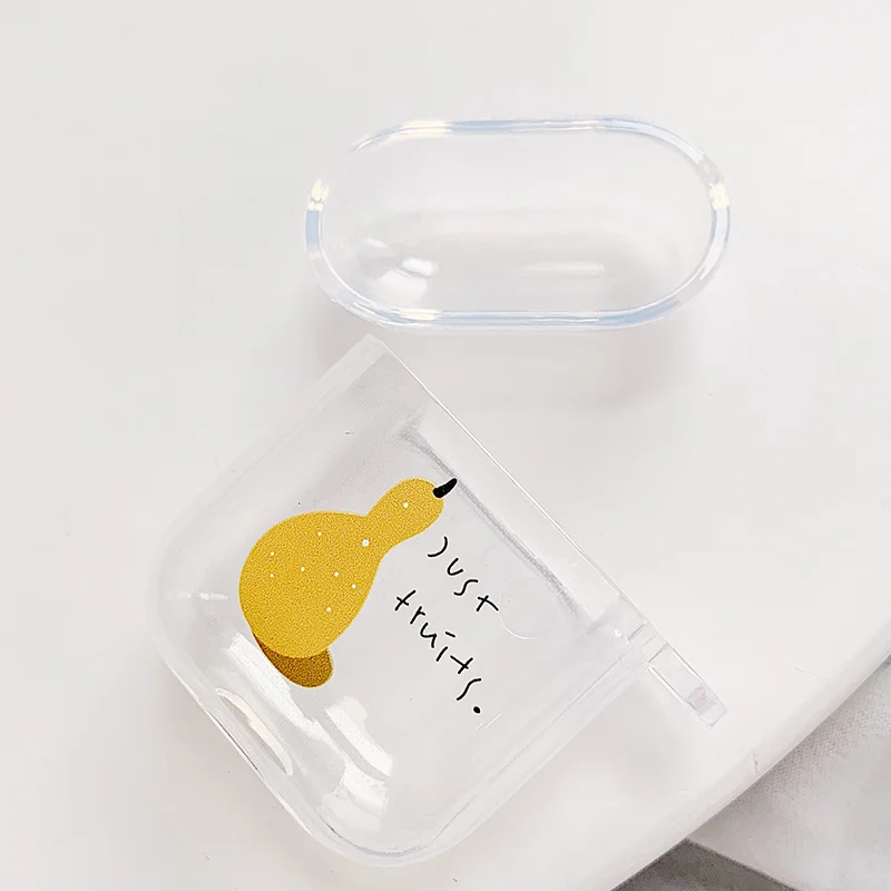 pear Сумки для Air Pods с английскими буквами Дейл чип Дональд Дейзи Мультфильм силиконовый прозрачный чехол для Airpods беспроводные наушники Bluretooth - Цвет: pear