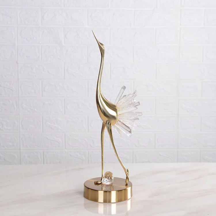 

Modern Simple Pure Copper Natural White Crystal Swan Ornament Living Room Luxury TV Cabinet Home Decoration Accessories
