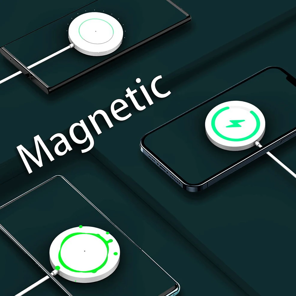 Магнитная Беспроводная зарядная док-станция Magsafe Qi 15 Вт для iPhone 12Pro 11 Pro XS Max XR 12Mini X