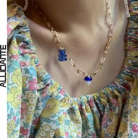 korea new candy gummy bear mushroom pendant necklaces for women girls gold color metal clavicle chain necklace jewelry wholesale