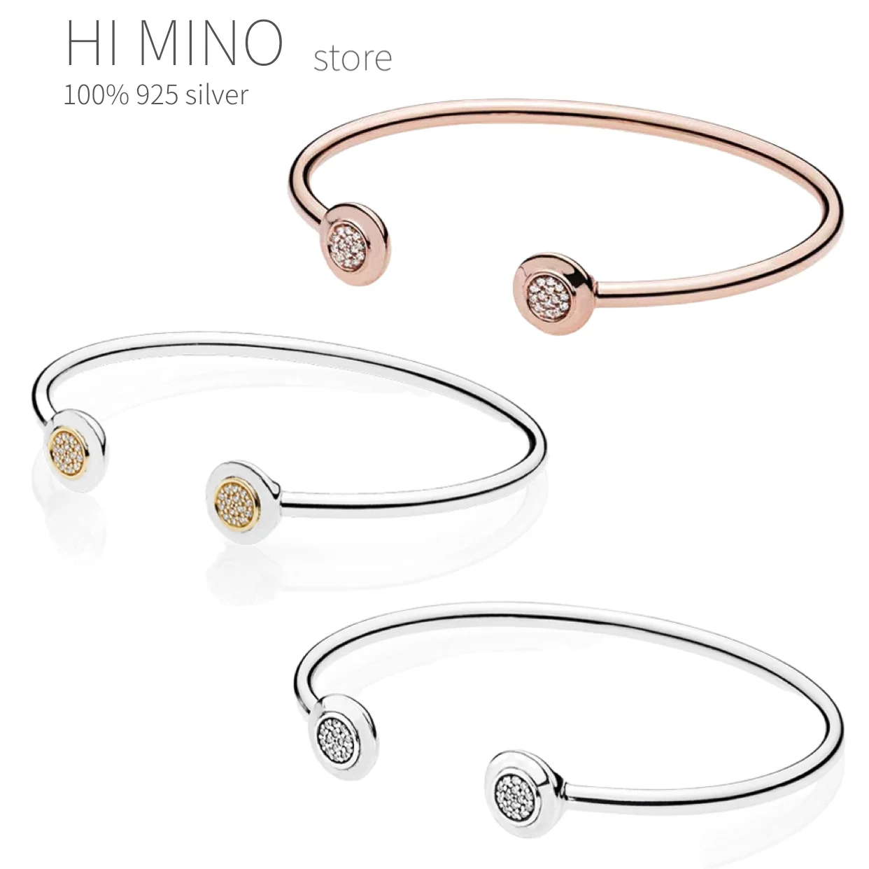 

Authentic 925 Sterling Silver Two-Tone Signature Open Bracelets Fit European Original Charm Bead For Women DIY Jewelry Bangle