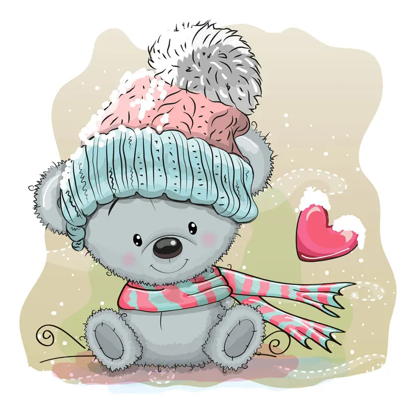 

cute bear multi-pieces metal cutting dies winter bear with scarf mould for Diy scrapbooking album decorative card making
