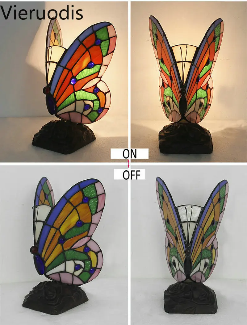 Ретро витражная настольная лампа Тиффани бабочка Настольные светильники для