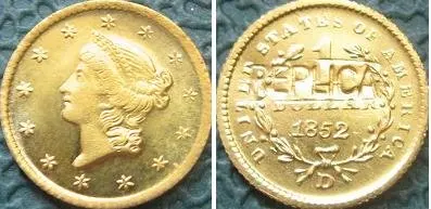 

Liberty Gold Dollar 1852-D copy coins FREE SHIPPING