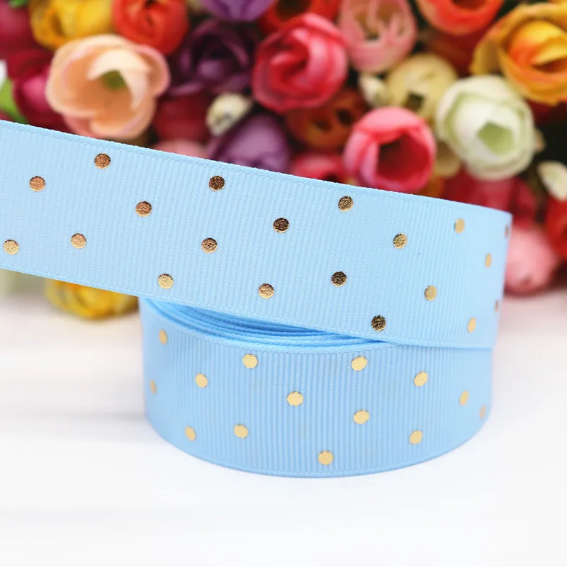 10 ярдов " 25 мм золотистый в горошек напечатанный Grosgrain ленты пробки для бутылок DIY ремесла аксессуары ручной работы M19080601