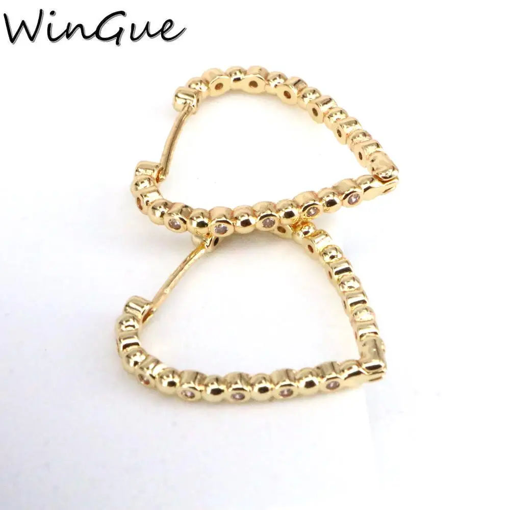 

Висячие серьги в форме сердца из циркония для женщин, золотые серьги в форме сердца, простые серьги-кольца, бижутерия для женщин