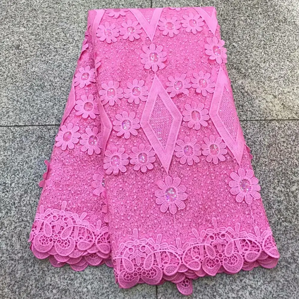 Высококачественная гипюровая кружевная ткань с блестками африканская