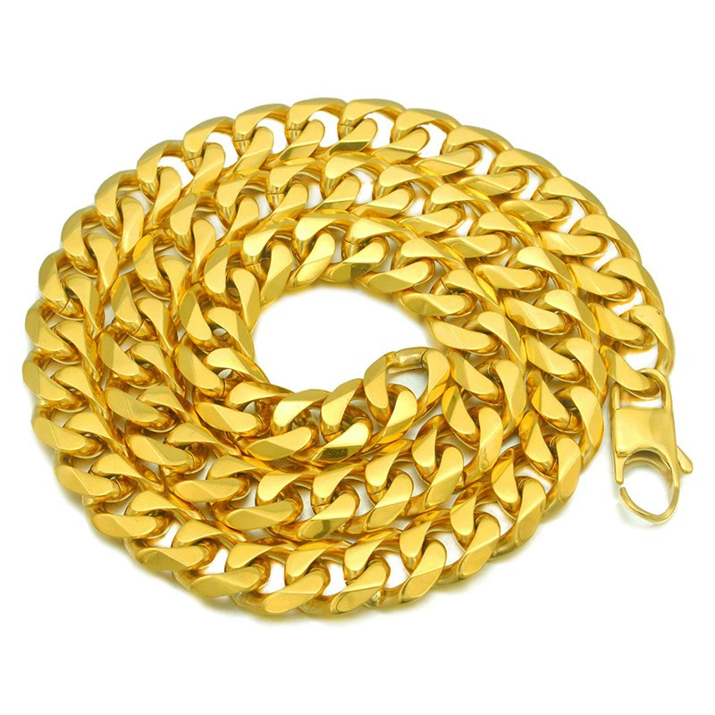 

10MM/12MM Wide Chain Brithday Boyfriend Gifts Punk Hiphop Stainless Steel Gold Color Necklaces For Men Man Cool Jewellery