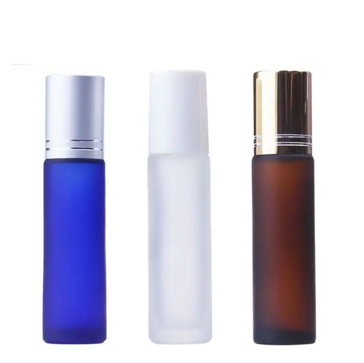 10ml frosted glass bottle steel/glass roll ball silver/gold/black/white lid eye cream/perfume/essentialoil deodorant skin care | Красота и