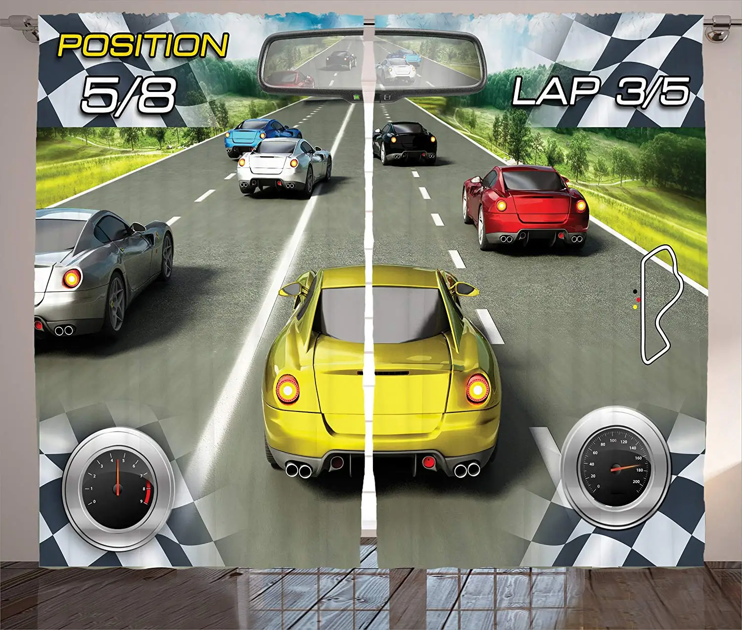 Занавески для машины Автомобильные гоночные видеоигры вдохновленные