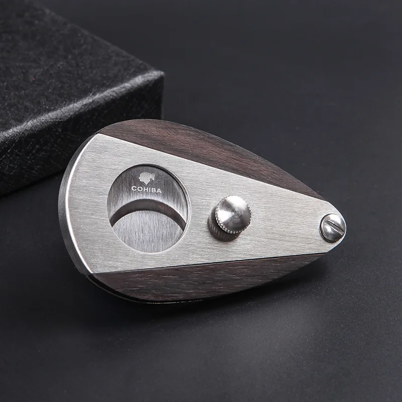 

COHIBA Cigar Cutter Double Blades Rose Wood Stainless Steel Pocket Gadget Zigarre Knife Smoking Accessories Guillotine