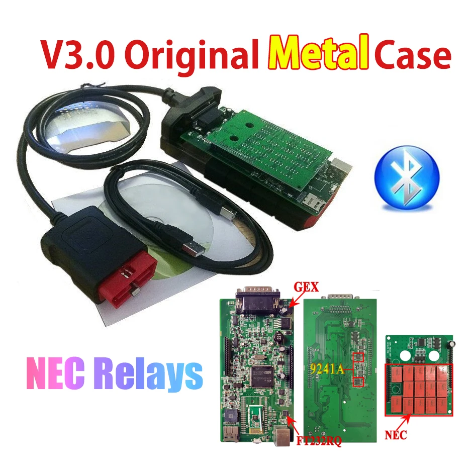Лучший диагностический сканер 2021. R3 VD DS150E CDP Nec Реле V3.0 PCB 2017 чип с Bluetooth для delicht OBD2