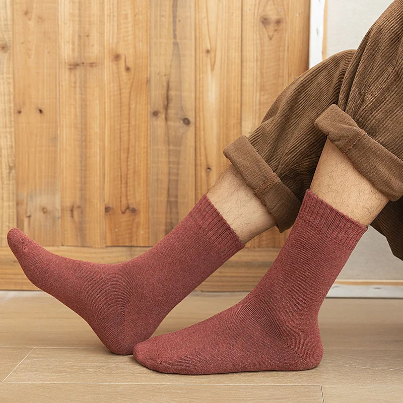 Мужские зимние толстые теплые носки без пятки одноцветные флисовые хлопковые